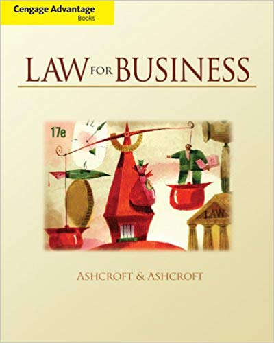 Cengage Advantage Books Law for Business 17th Edition by John D. Ashcroft - Test Bank
