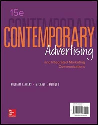 Contemporary Advertising and Integrated Marketing Communications 15th Edition by William F Arens  - Test Bank