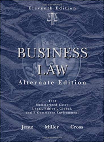 Business Law Alternate Edition 11th Edition by Jentz - Test Bank