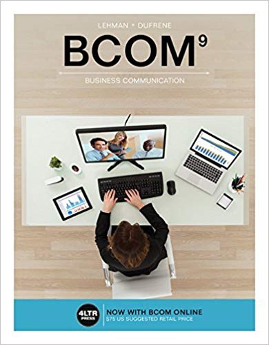 BCOM 9TH EDITION BY CAROL M. LEHMAN - Test Bank