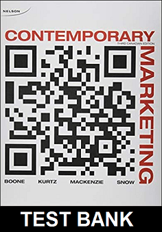 Contemporary Marketing 3rd Canadian Edition By  Boone - Test Bank