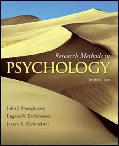 Research Methods in Psychology 10th Edition by John Shaughnessy - Test Bank